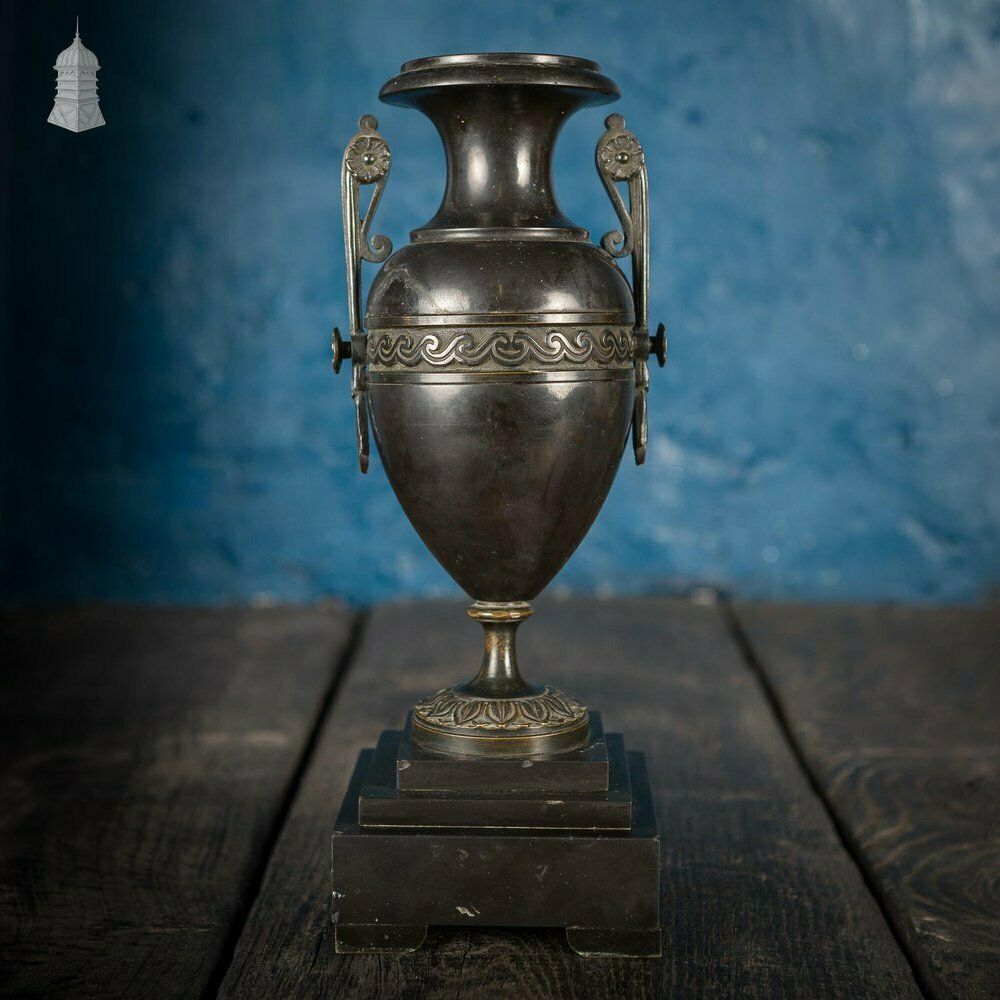 19th C Grand Tour Decorative Black Finish Bronze Mantle Piece Urn photo buy
