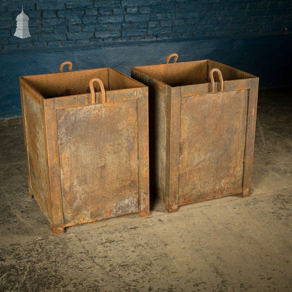 Pair Of Heavy Duty Steel Industrial Workshop Bins
