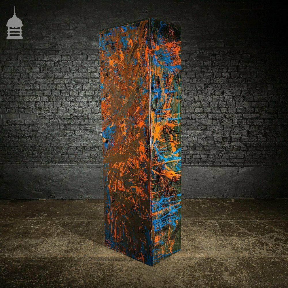 1940’s Metal Wwii Military Cabinet With Abstract Painted Finish No. 4 photo buy