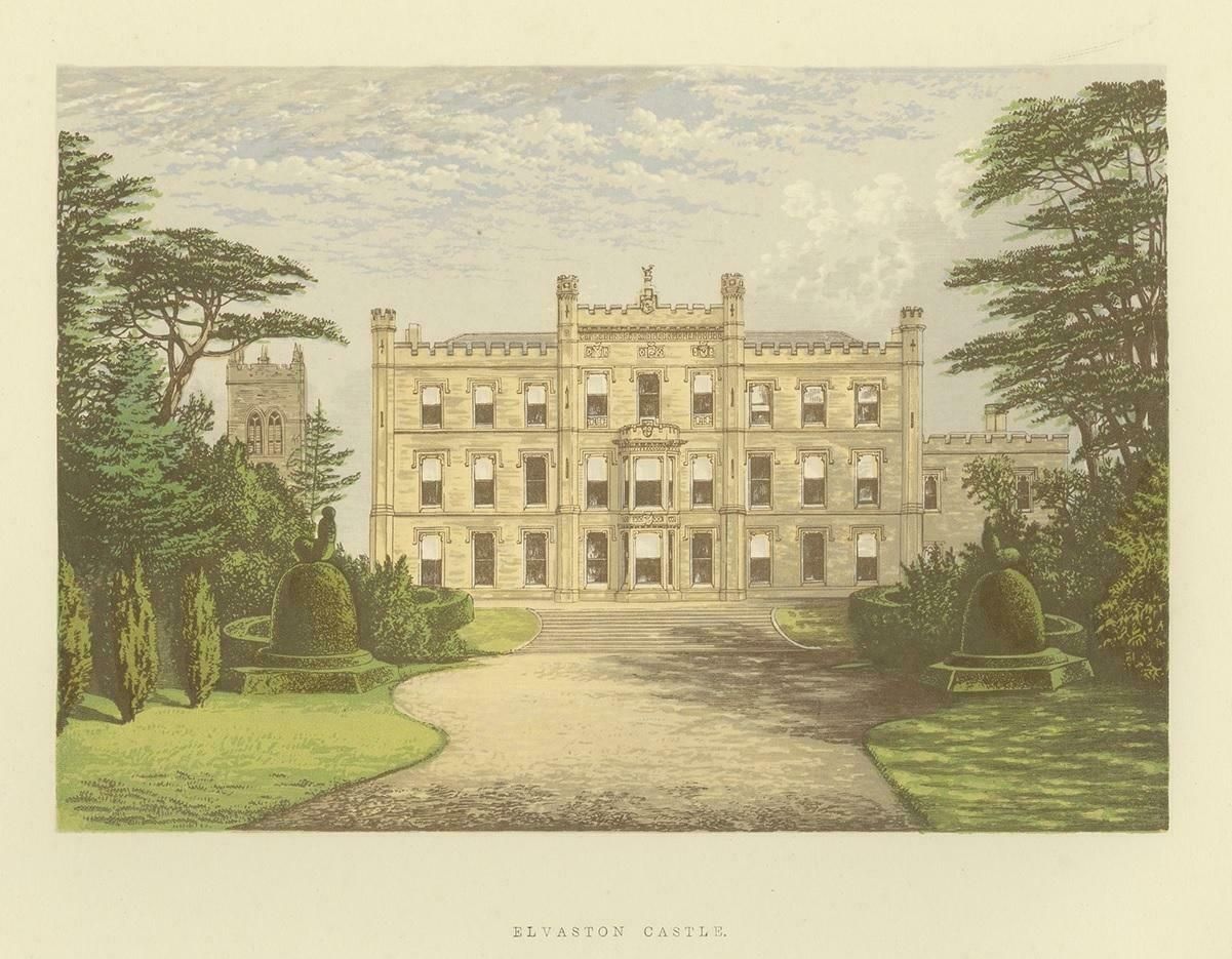 Antique Print Of Elvaston Castle By Morris, 'Circa 1880' photo for sale