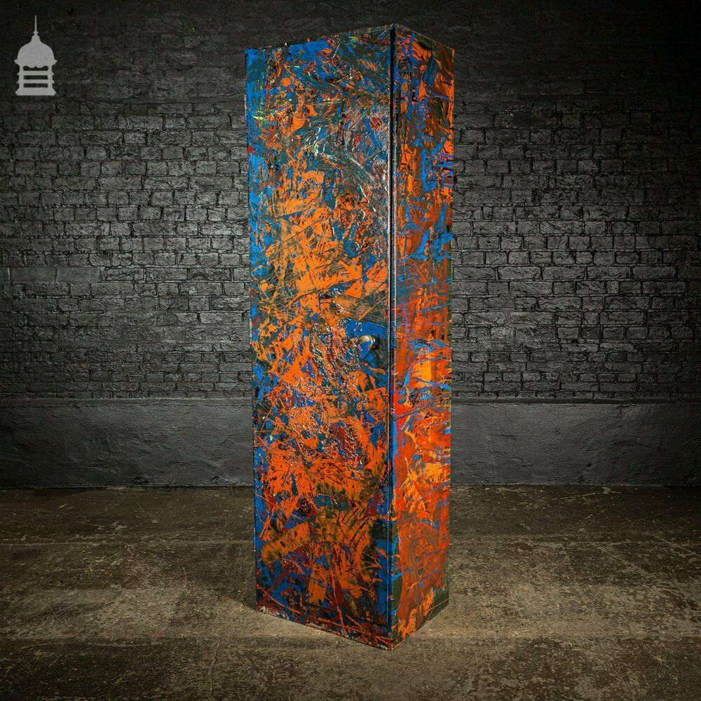 photo for sale 1940’s Metal Wwii Military Cabinet With Abstract Painted Finish No. 3