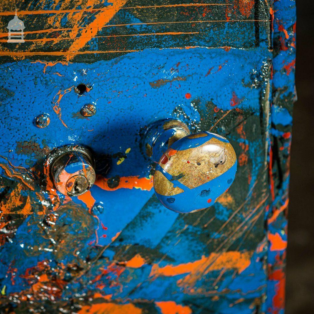 photo buy 1940’s Metal Wwii Military Cabinet With Abstract Painted Finish No. 3