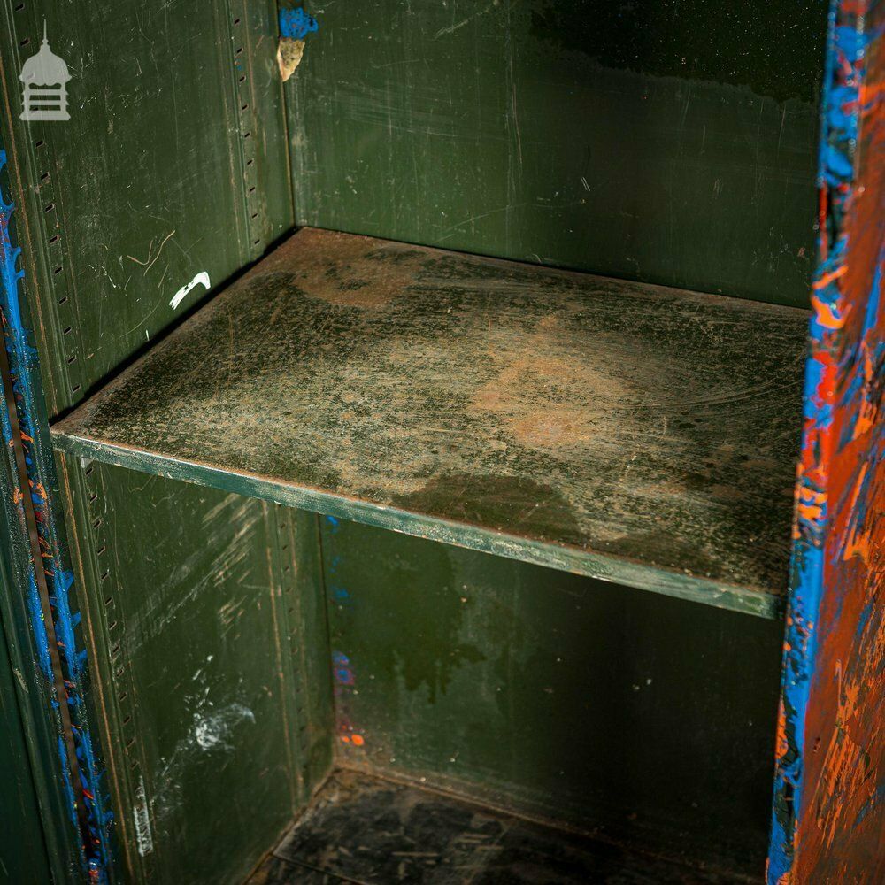 photo vintage 1940’s Metal Wwii Military Cabinet With Abstract Painted Finish No. 3