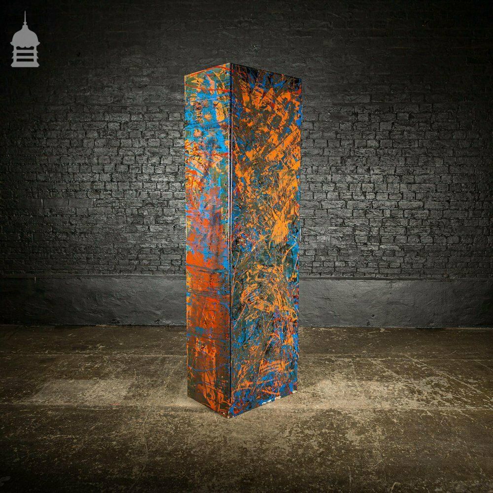 1940’s Metal Wwii Military Cabinet With Abstract Painted Finish No. 2 photo 1080.0