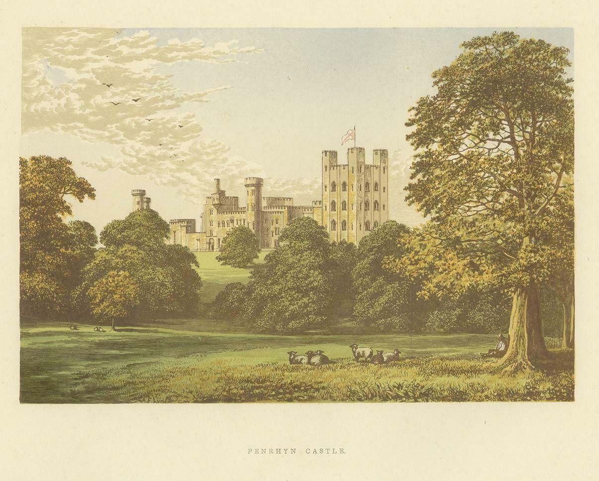 Antique Print Of Penrhyn Castle By Morris, Circa 1880 photo for sale