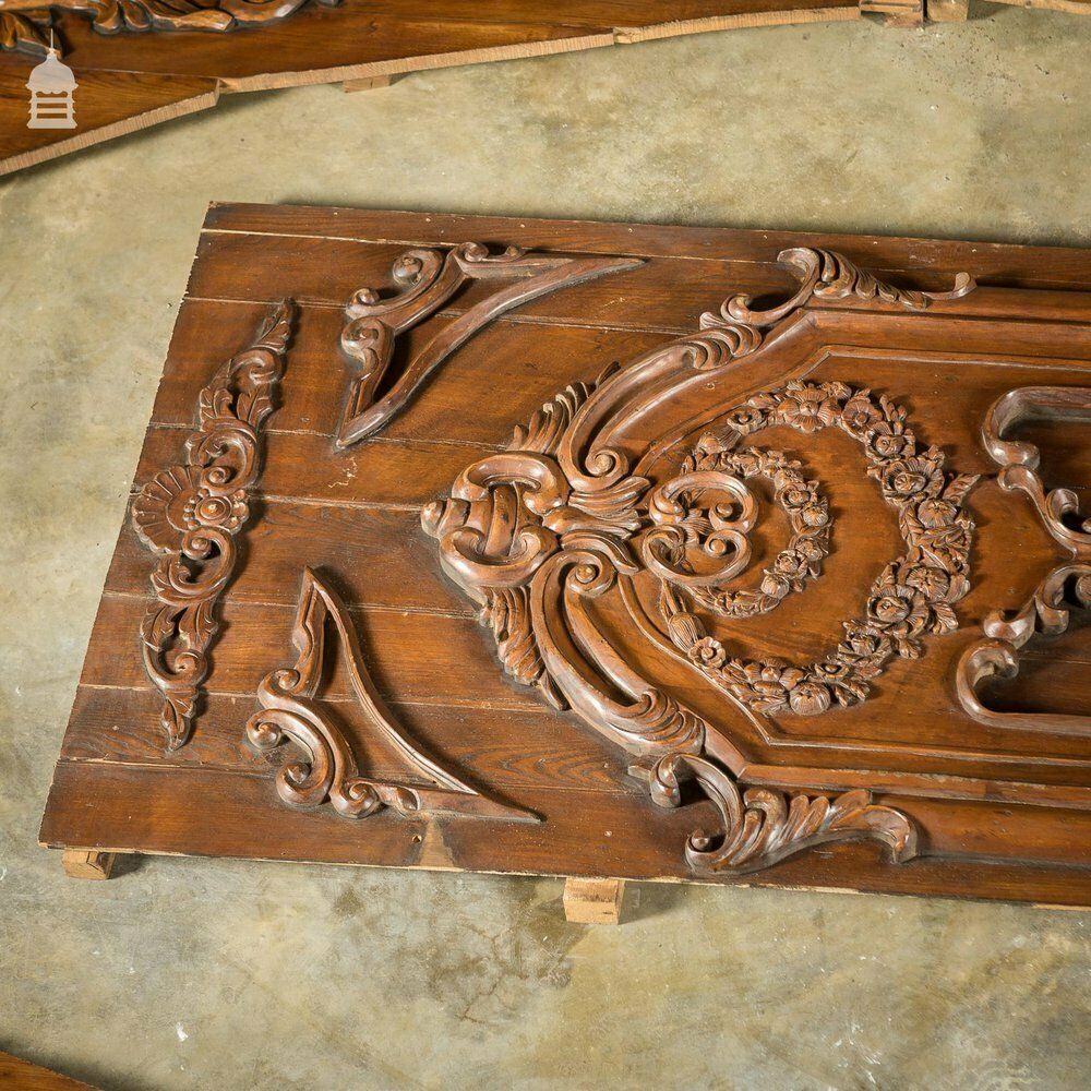 Set Of 5 Decorative 20th C Carved Wooden Panels photo vintage