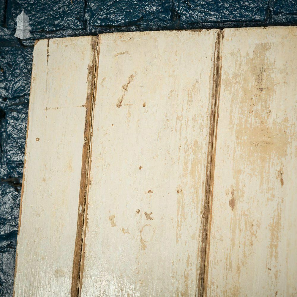 19th C Ledged And Braced Pine Cottage Door With White Distressed Paint Finish photo Home Fixtures