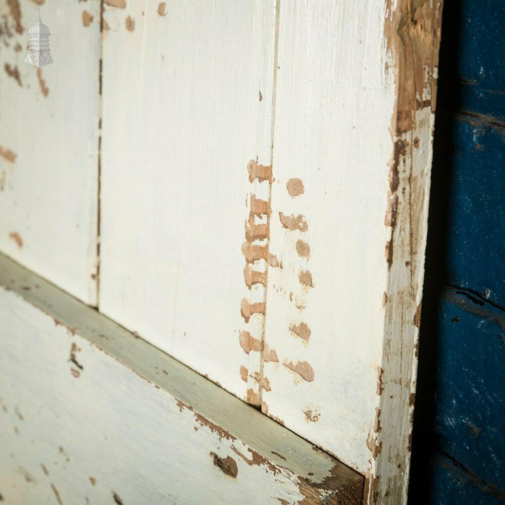 19th C Ledged And Braced Pine Cottage Door With White Distressed Paint Finish photo vintage