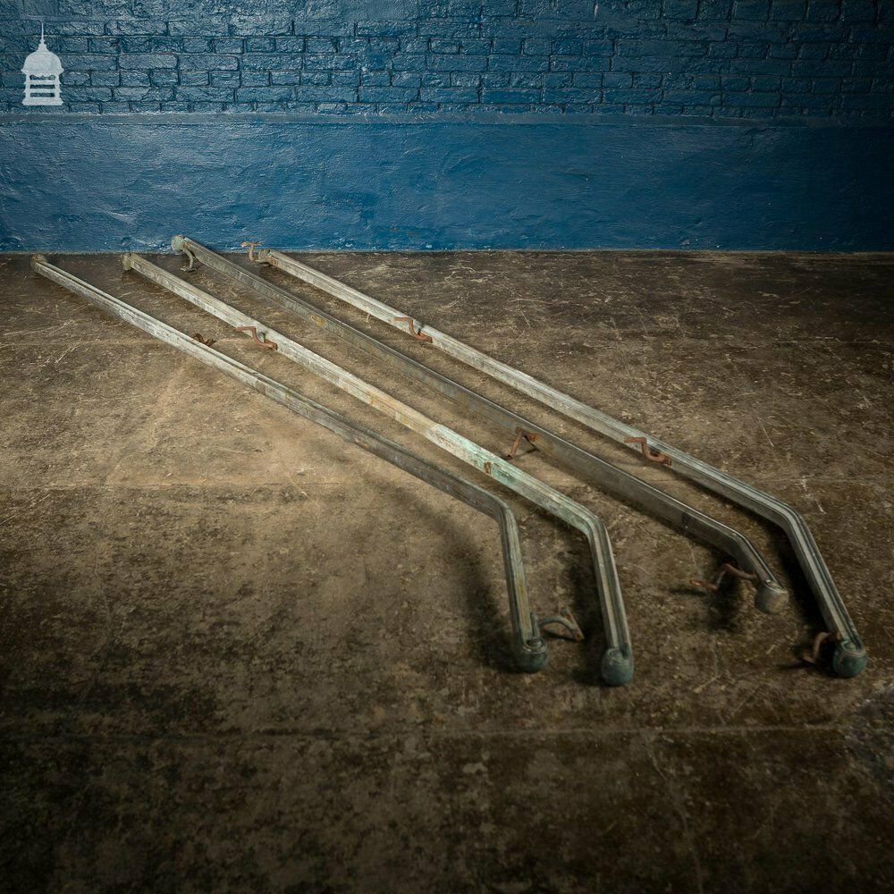 A Rare Set Of 4 19th C Brass Banister Hand Rails photo vintage