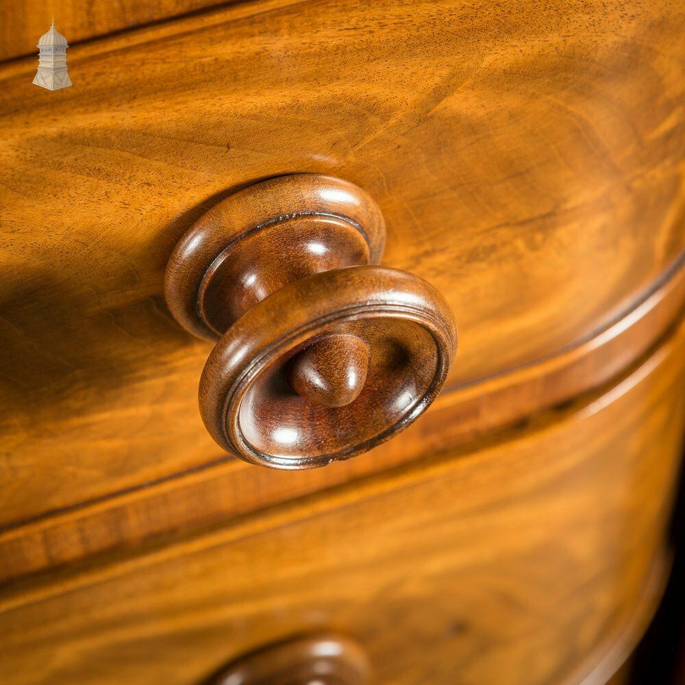 Impressive 19th C Bow Fronted Flanked Column Mahogany Chest Of Drawers photo buy
