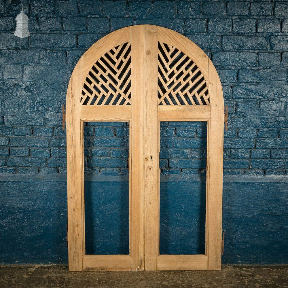 Pair Of Small Arch Top Lattice Cupboard Doors