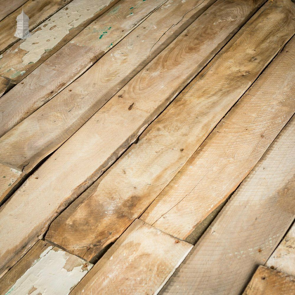 Batch Of 7.5 Square Metres Of Elm Wall Boards With Distressed Lath And Plaster Markings photo buy