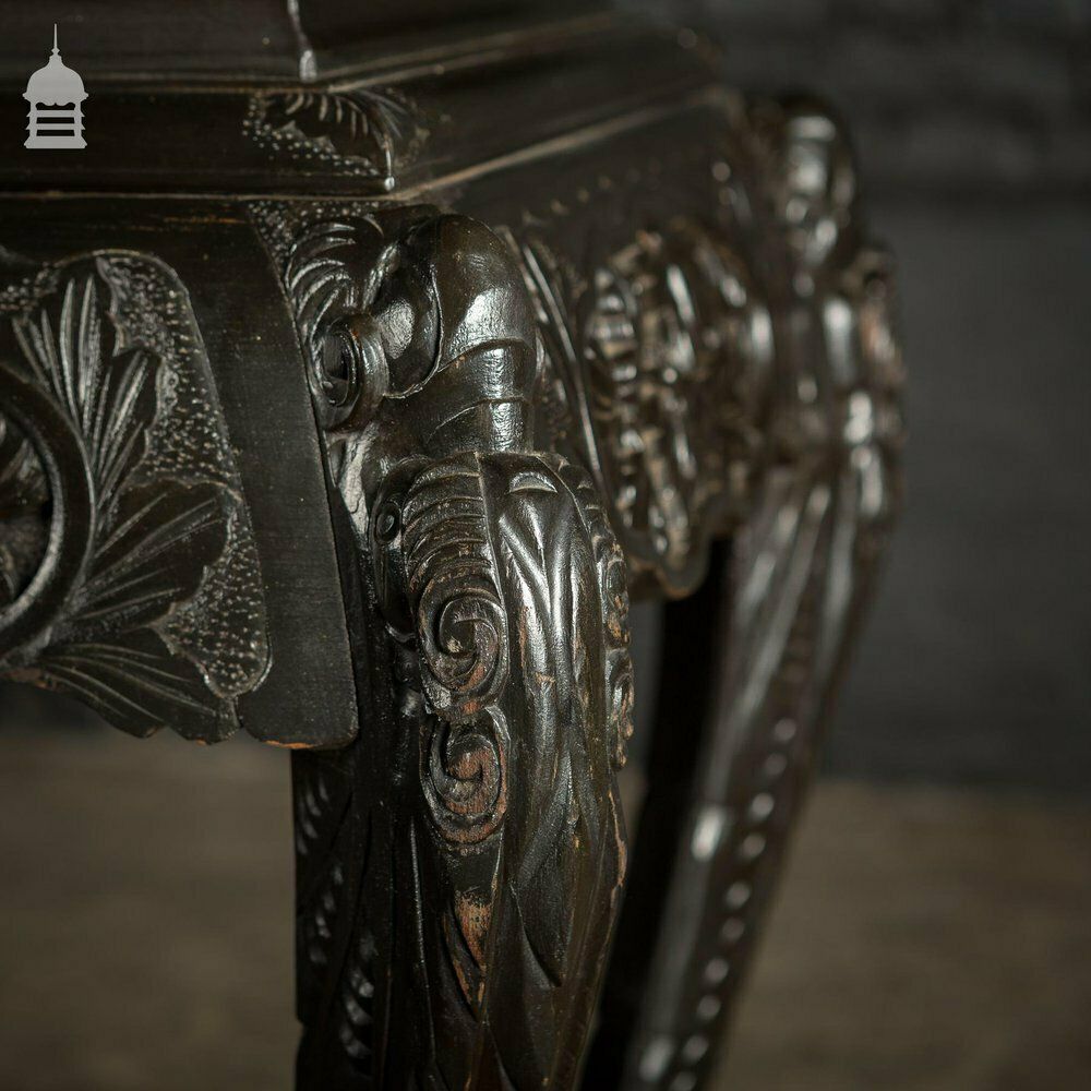 Dark Finish Anglo Indian Jardinière Stand With Leather Top photo for sale