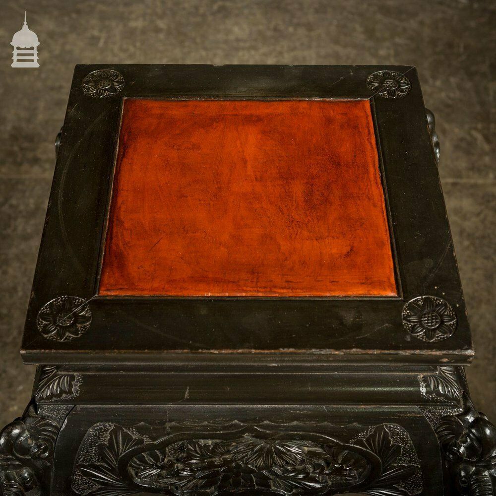 Dark Finish Anglo Indian Jardinière Stand With Leather Top photo buy