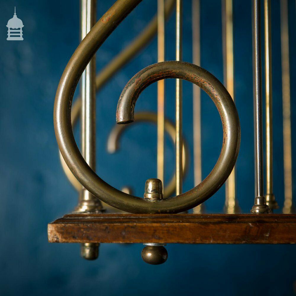 19th C Brass And Oak Swivel Sheet Music Or Record Rack With Claw Feet, Ceramic Castor’s And Treble Clef Design photo for sale