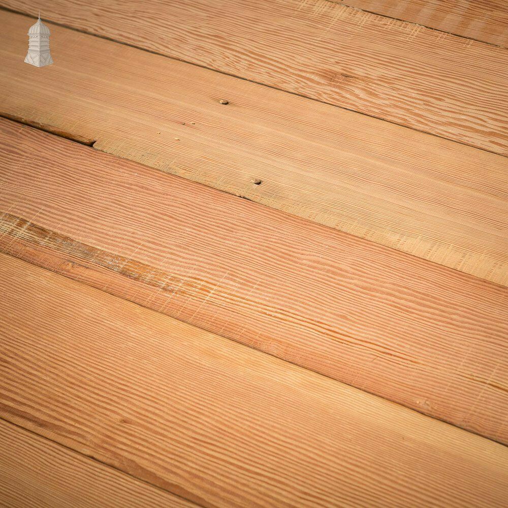 Batch Of 13.5 Square Metres Of Mixed Width Planed Pitch Pine Wall Cladding Floorboards