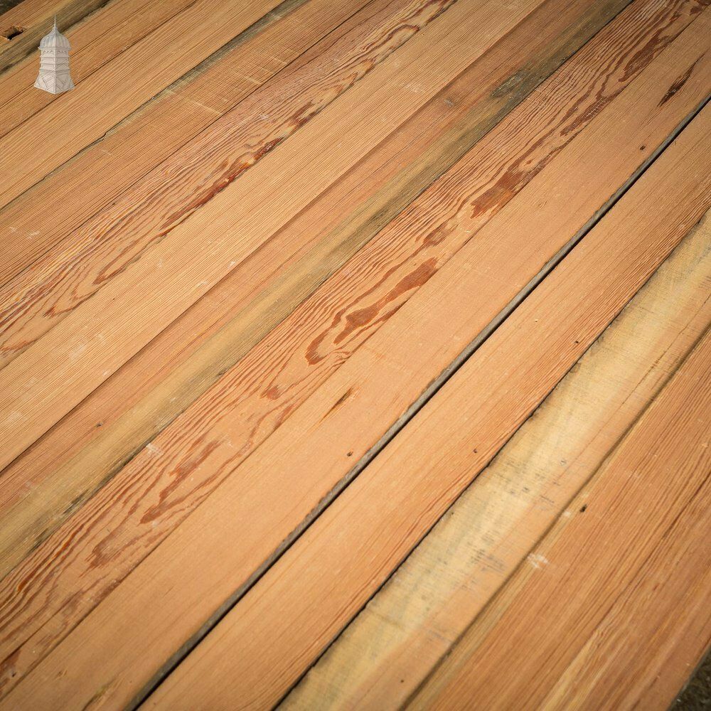 Batch Of 13.5 Square Metres Of Mixed Width Planed Pitch Pine Wall Cladding Floorboards photo buy
