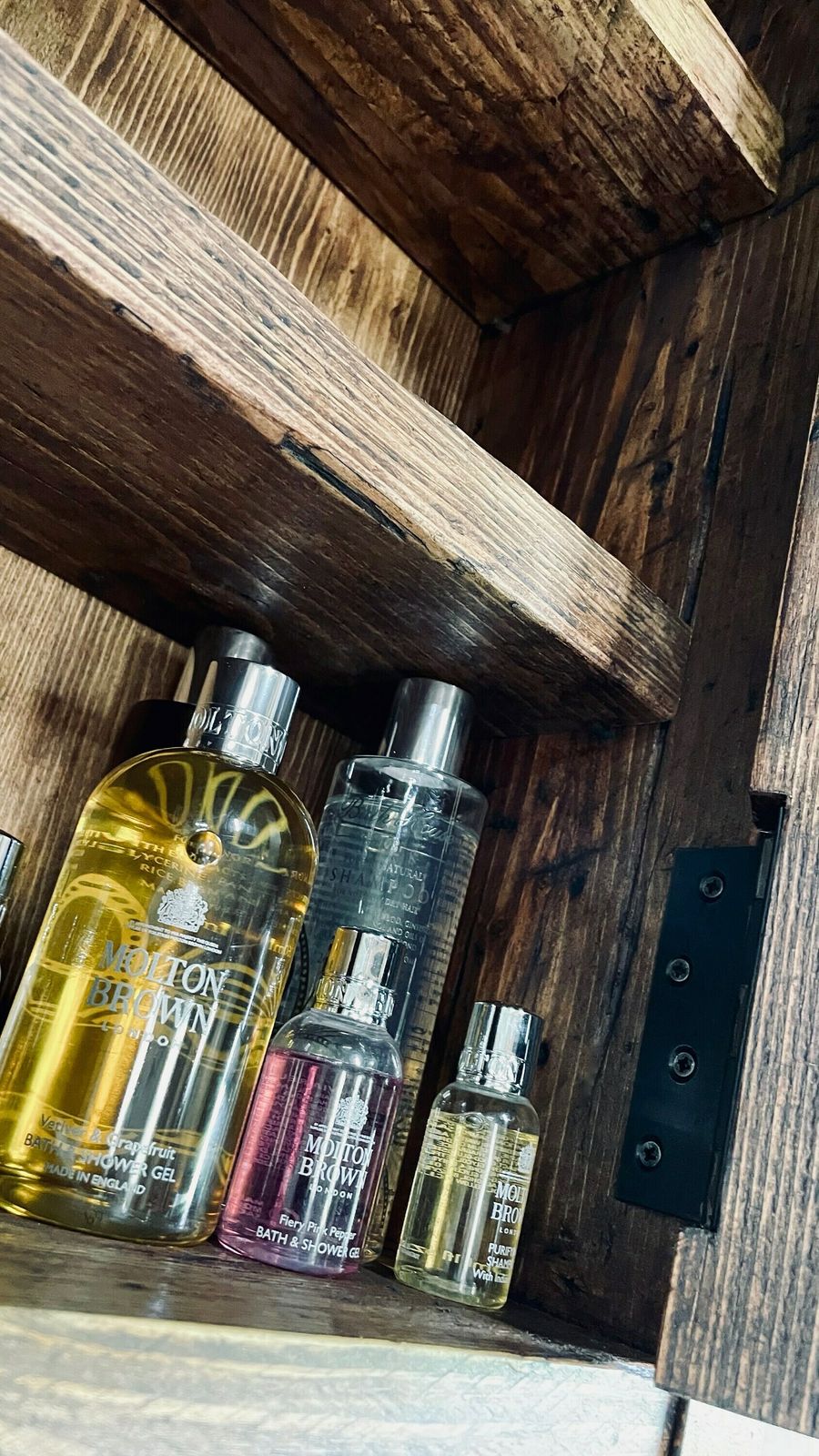 photo for sale Harvey Industrial Reclaimed Scaffolding Board Shallow Wall Cupboard / Bathroom Cabinet With Rusty Angle Iron Sides