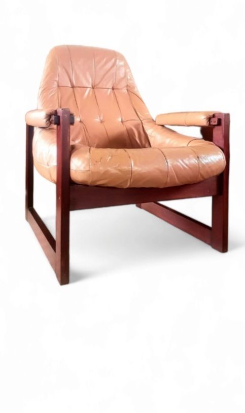 Mid Century Percival Lafer Mp 163 Earth Leather Rosewood Armchair
