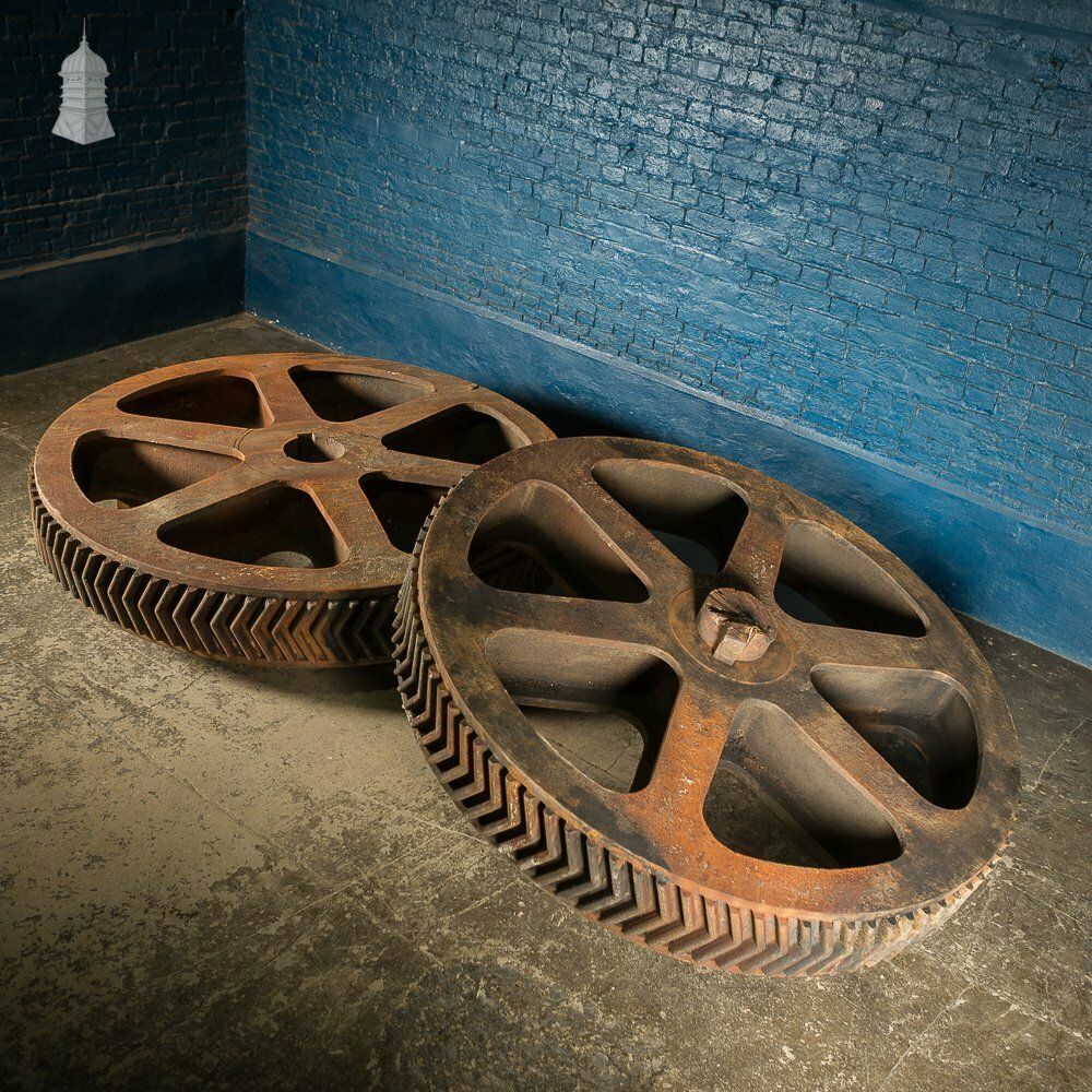 photo furniture Pair Of Huge Cast Iron Cog Gears – 2 Metres In Diameter