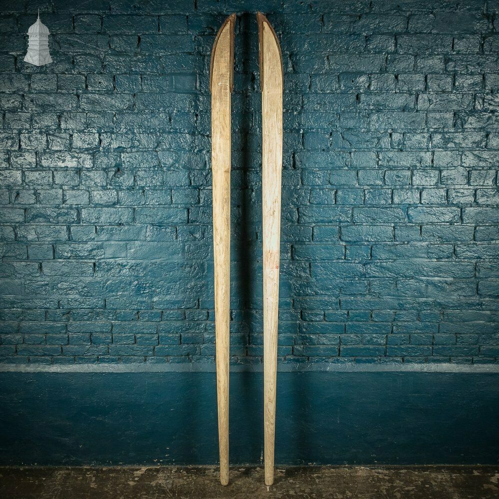 Pair Of Long Hardwood Pry Bars With Metal Ends