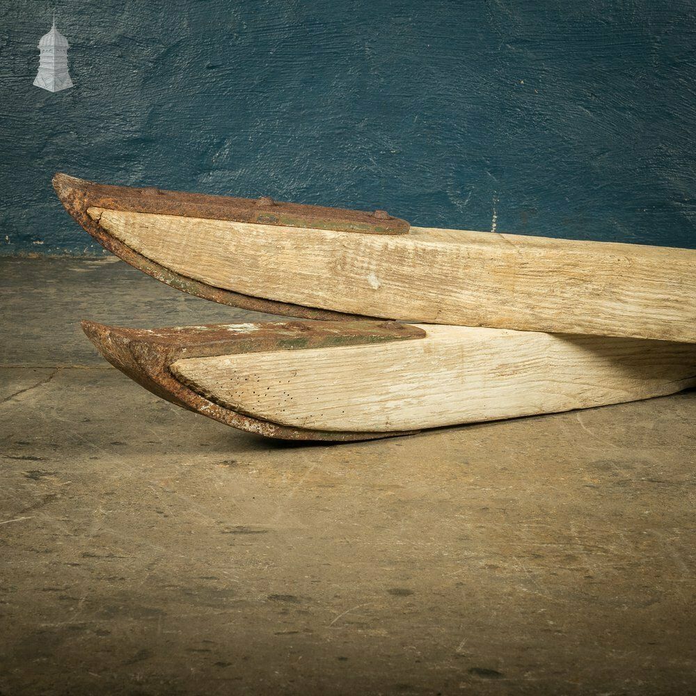 Pair Of Long Hardwood Pry Bars With Metal Ends photo buy