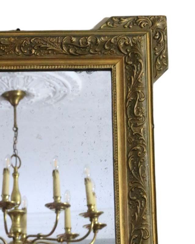 Antique C1900 Large Fine Quality Gilt Overmantle Wall Mirror photo for sale