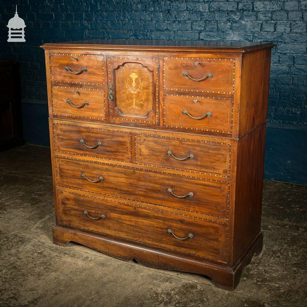 Furniture Early 19th C Inlaid Mahogany Chest Of Drawers photo