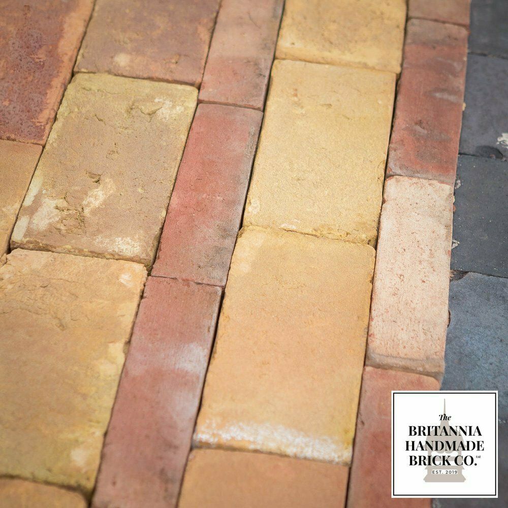 Bespoke Buff, Red And Staffordshire Blue Combination Handmade Floor Brick Centre Feature photo for sale