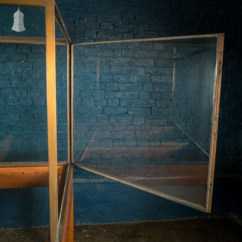 Mid Century Large Teak And Brass Glazed Museum Display Cabinet photo Furniture