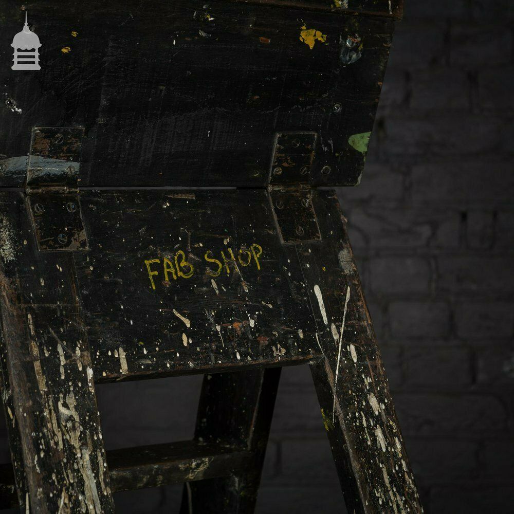 Vintage Industrial Fabrications Shop Ladder A Steps With Splattered Paint Finish photo 360.0