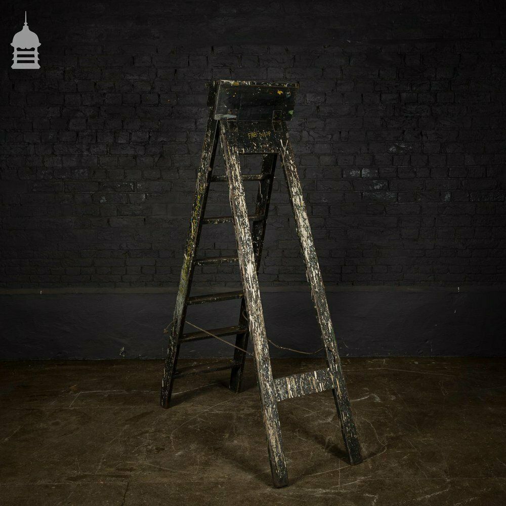 photo furniture Vintage Industrial Fabrications Shop Ladder A Steps With Splattered Paint Finish