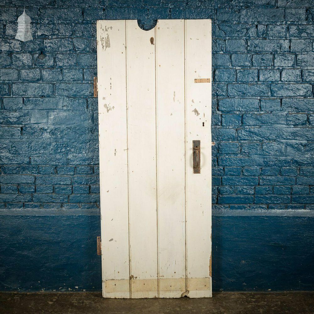 Small 18th C White Painted Ledged And Braced Cottage Door