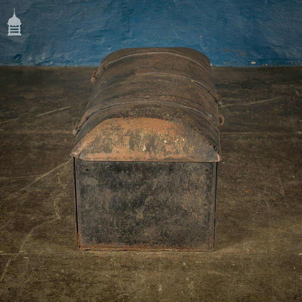 18th C Forged Dome Top Strongbox photo vintage