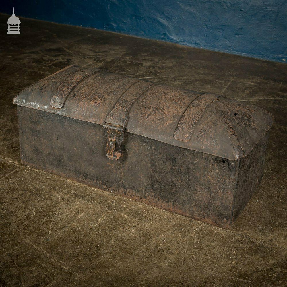 Furniture 18th C Forged Dome Top Strongbox photo
