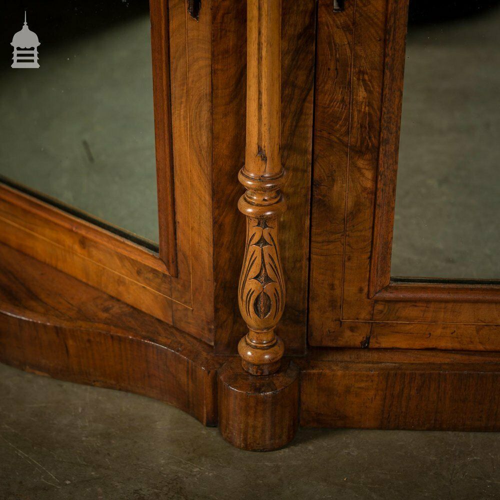 Stunning 19th C Inlaid Rosewood Marble Topped Credenza With Mirror Base And Raised Mirrored Back
