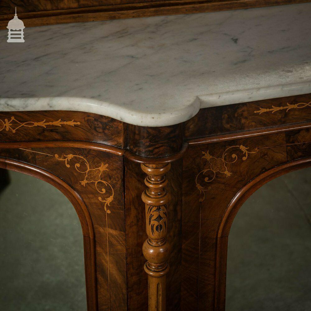 Stunning 19th C Inlaid Rosewood Marble Topped Credenza With Mirror Base And Raised Mirrored Back photo Furniture
