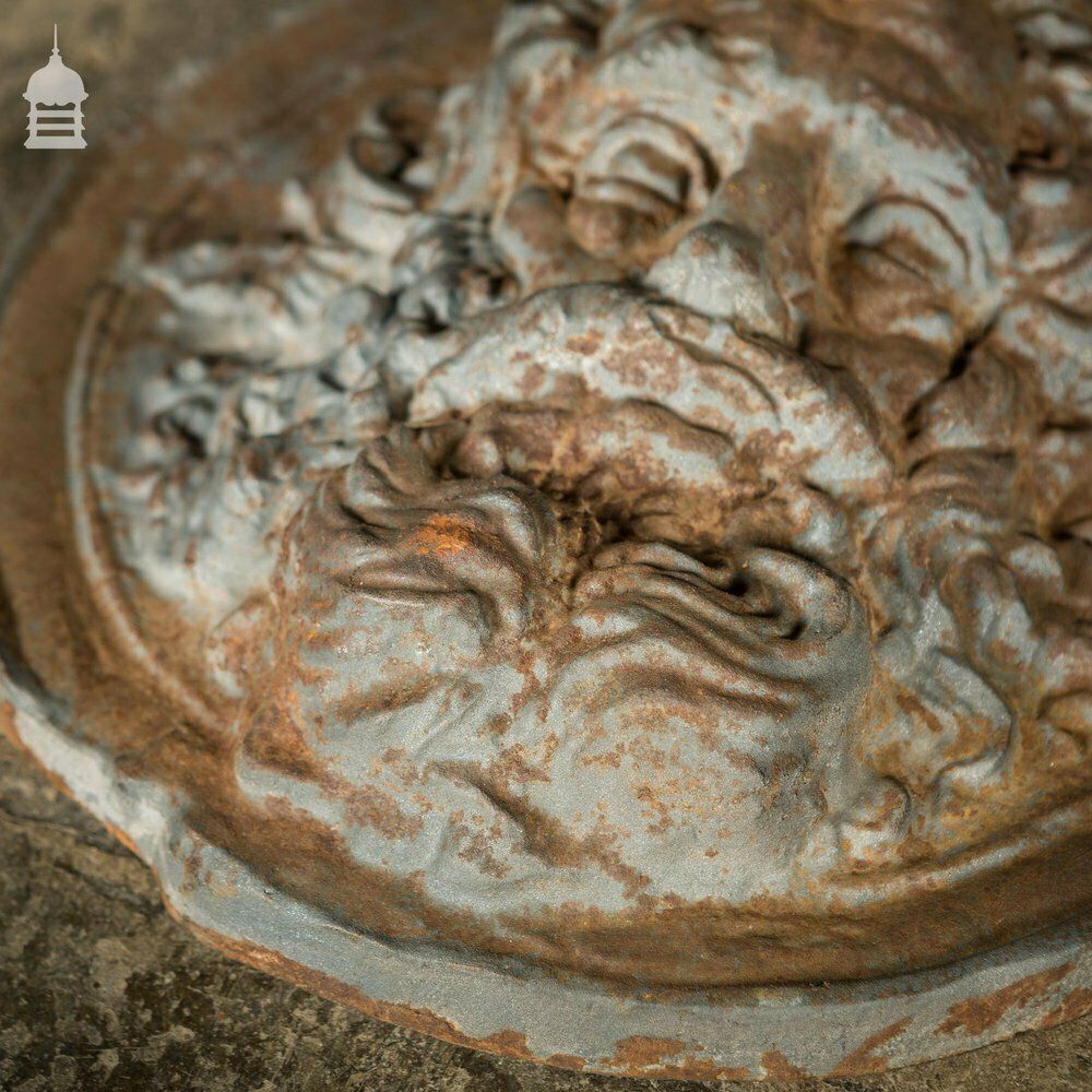 Pair Of Round Cast Iron Greek God Mythical Figure Relief photo buy