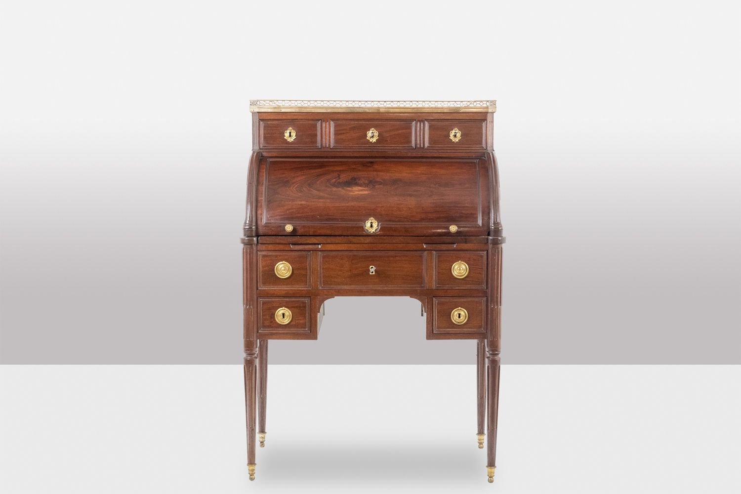 Desk – Or Secretary, Cylinder, In Mahogany. Late 18th Century Period. photo for sale