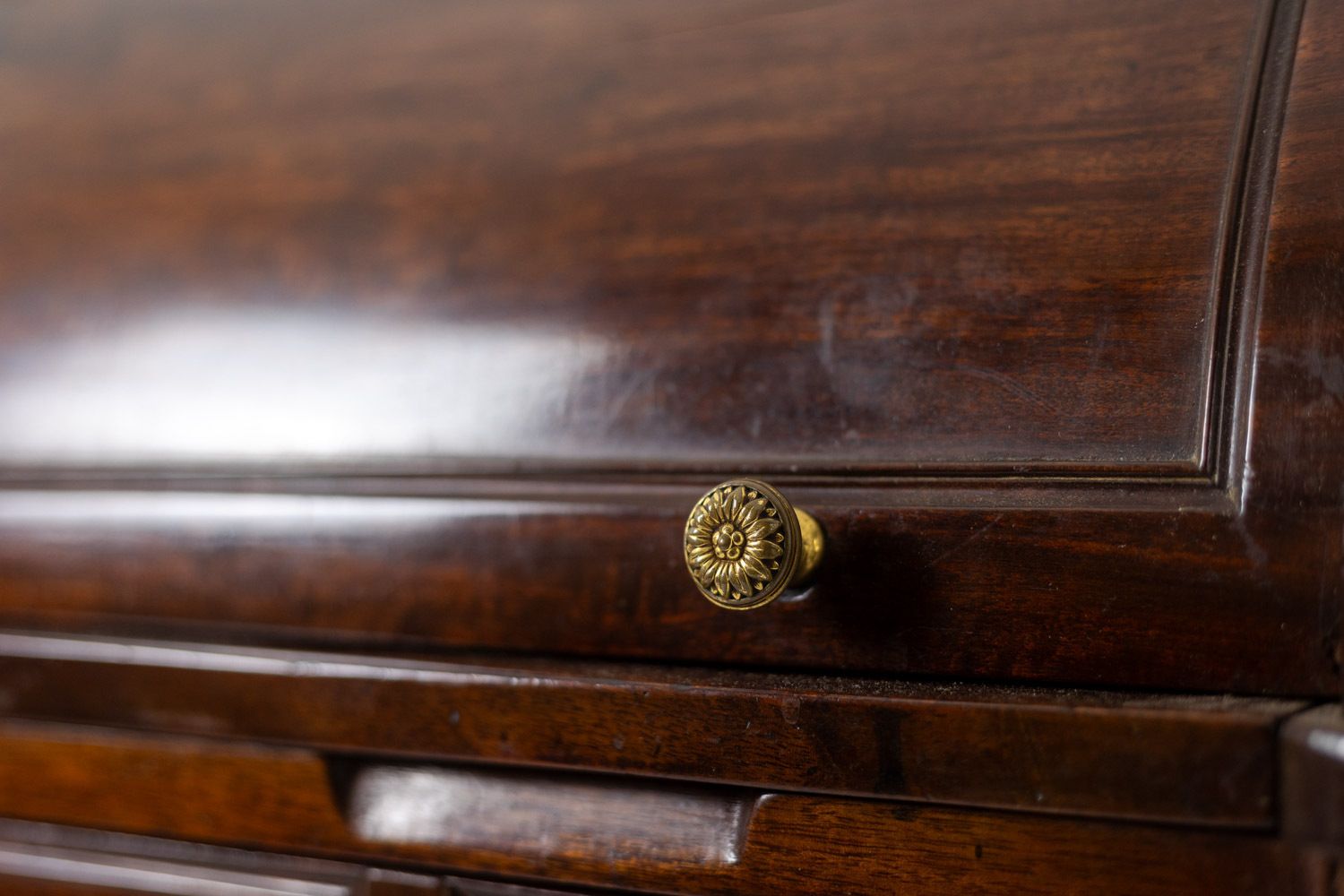 photo buy Desk – Or Secretary, Cylinder, In Mahogany. Late 18th Century Period.