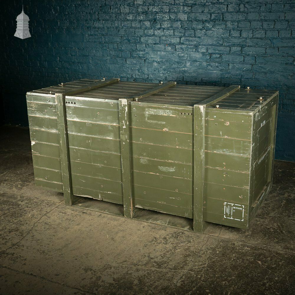 Large Green Painted Aircraft Parts Shipping Crate Reclaimed From A Norfolk Raf Base