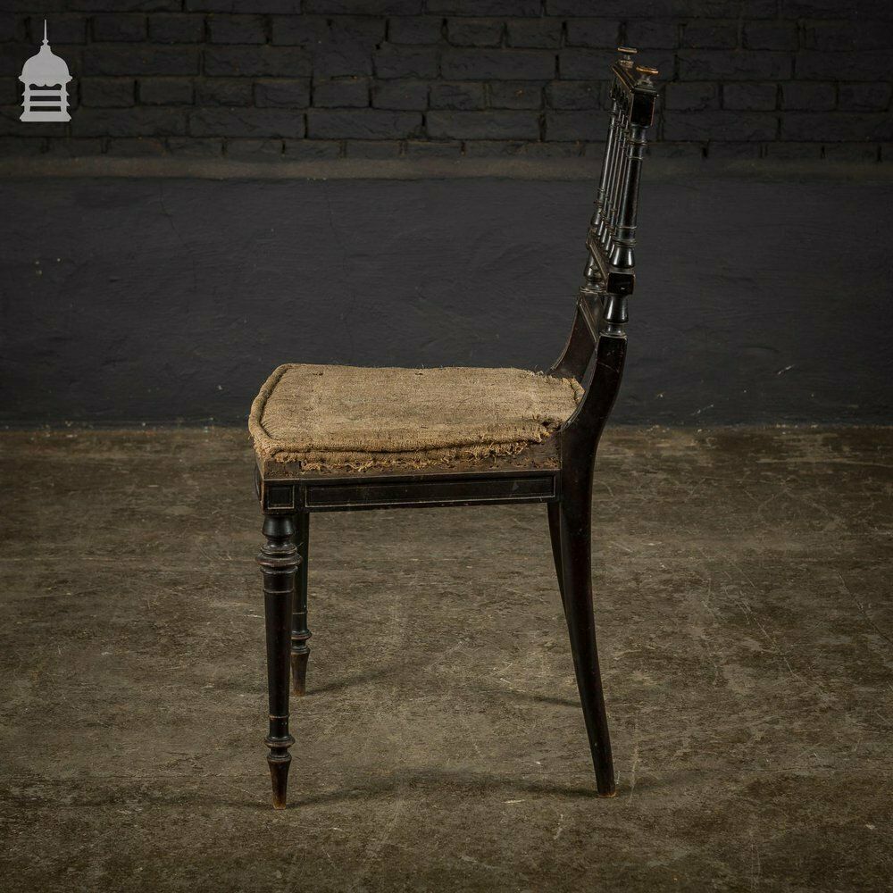 Elegant 18th C Ebonised Dining Chair With Ornate Turnings For Re Upholstery photo Furniture