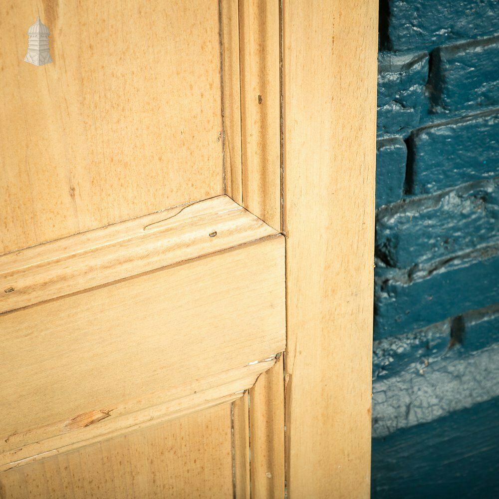Pair Of Small 19th C Stripped Pine Moulded Panel Cupboard Doors photo vintage