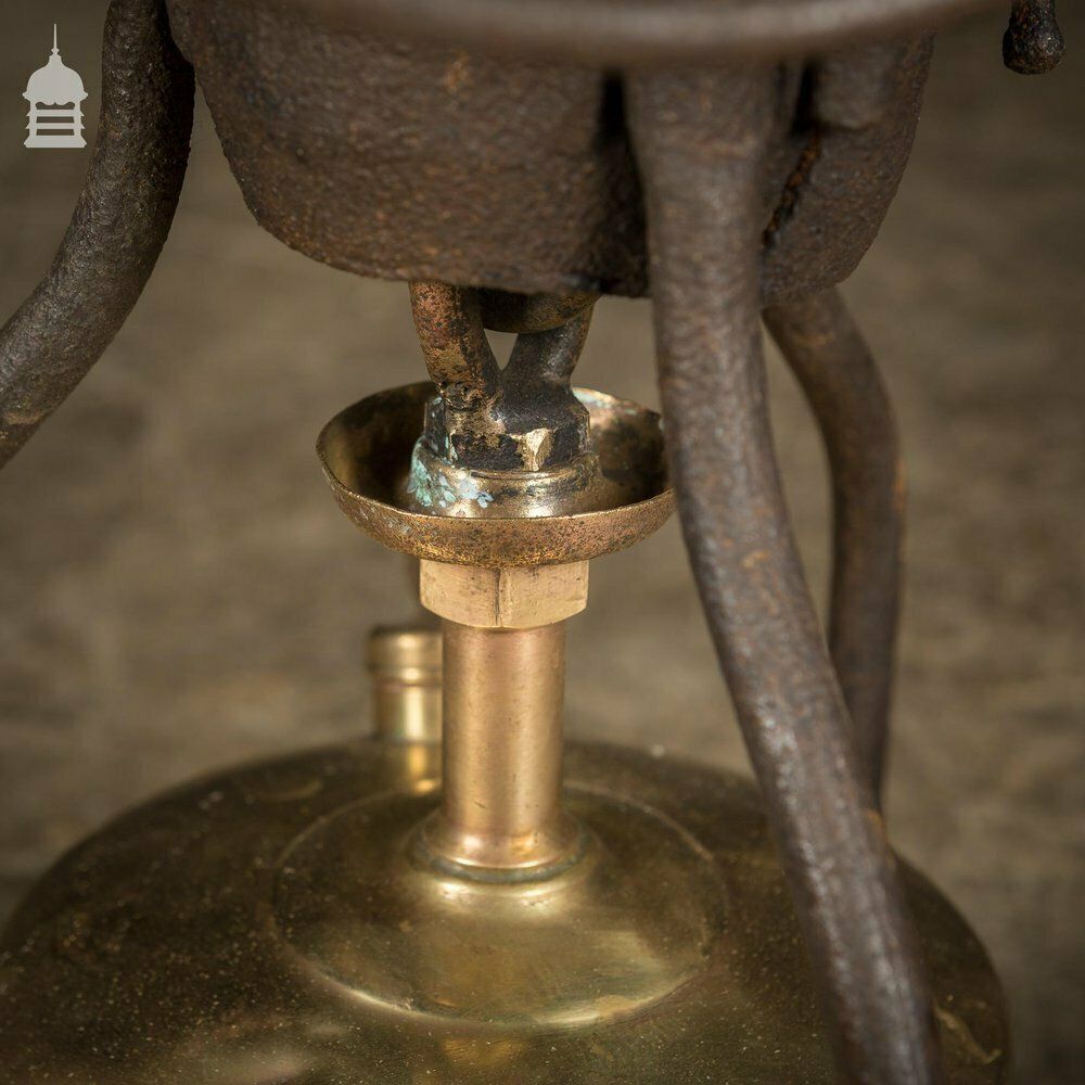 19th C Portable Cast Iron Crucible With Brass Burner photo furniture