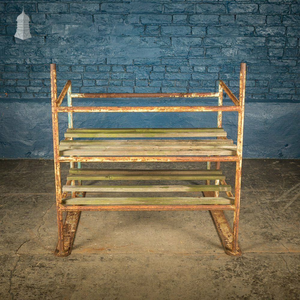 Metal Industrial Shelving With Wooden Slats photo Home Decor