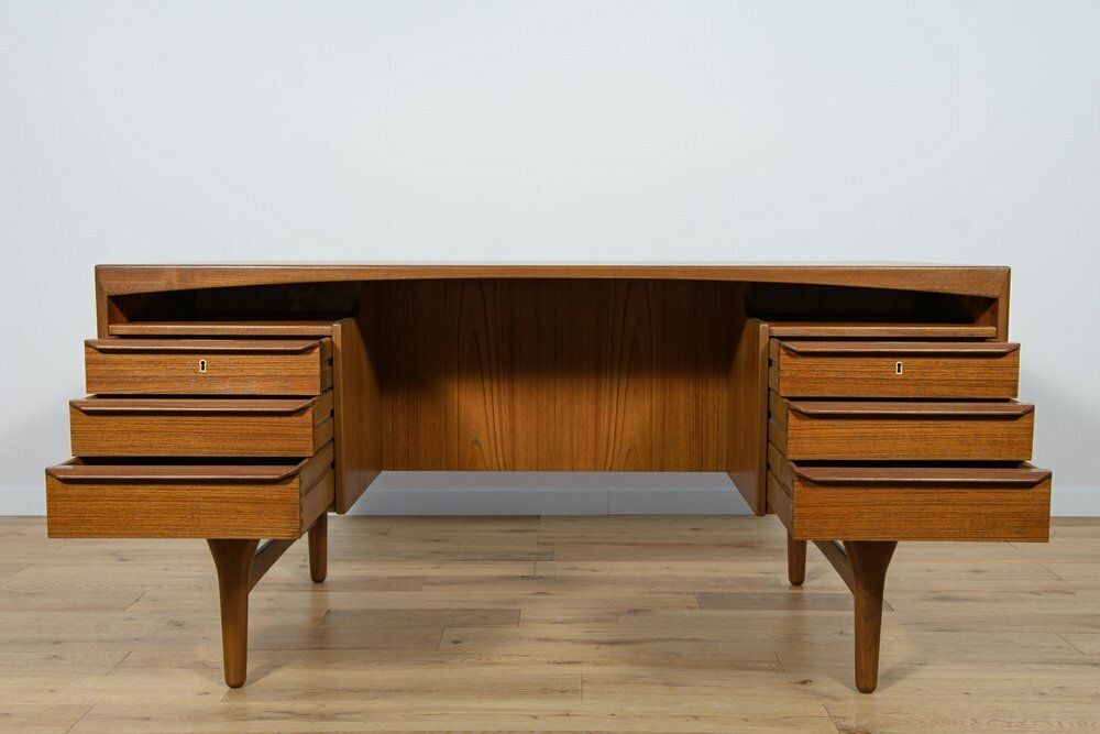 Furniture Mid Century Freestanding Teak Desk By Valdemar Mortensen, 1960s photo