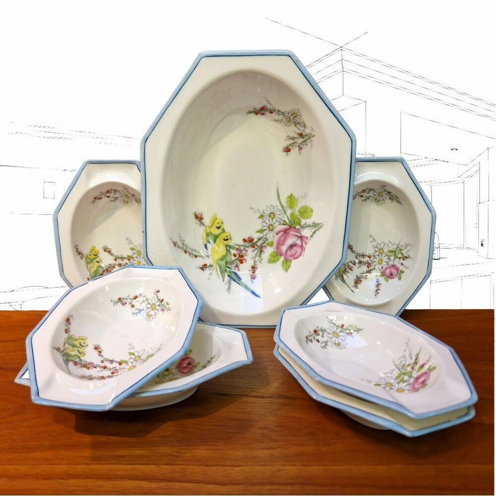 1930s Royal Paragon Princess Margaret Lovebirds Bowls photo furniture