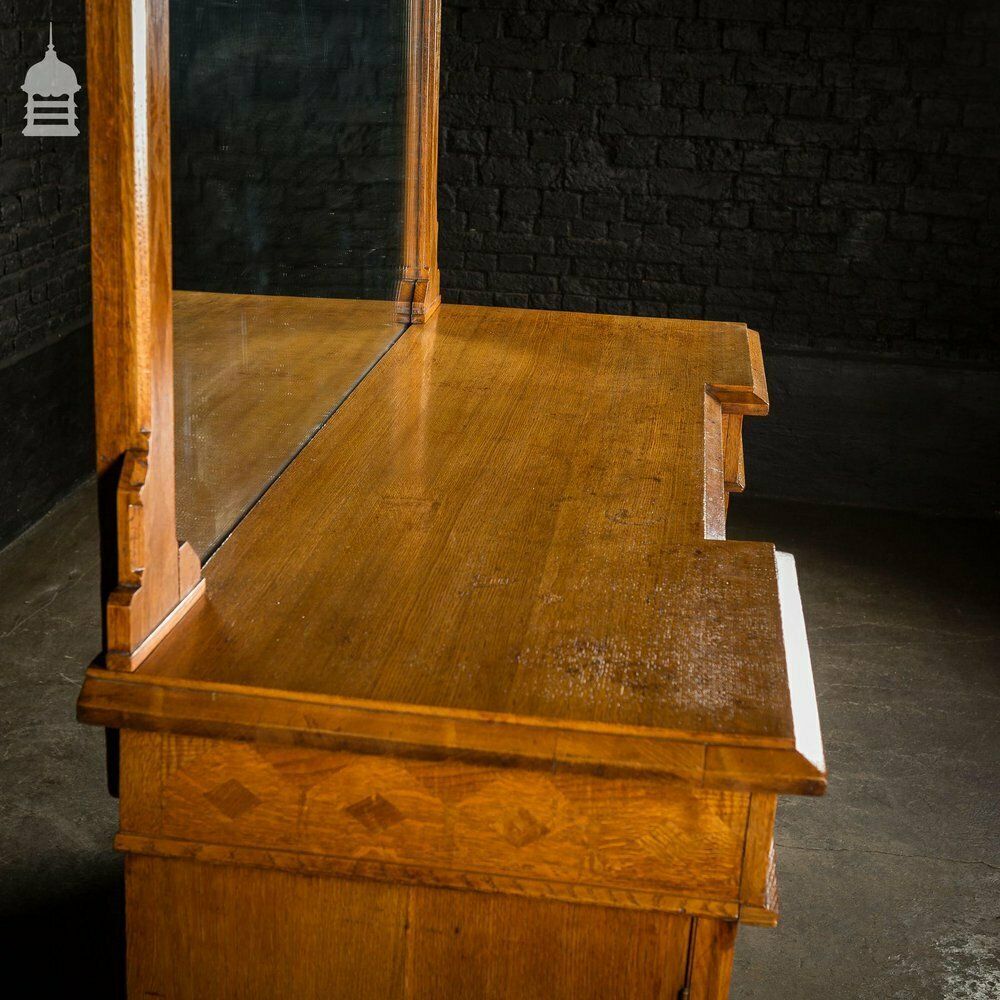 photo buy Arts And Crafts Oak With Inlaid Teak Pedestal Sideboard With Mirror From Norwich Cathedral
