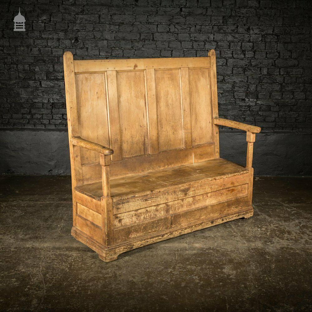 Georgian Pine Welsh Bench Settle With Lift Up Seat Storage photo 2760.0