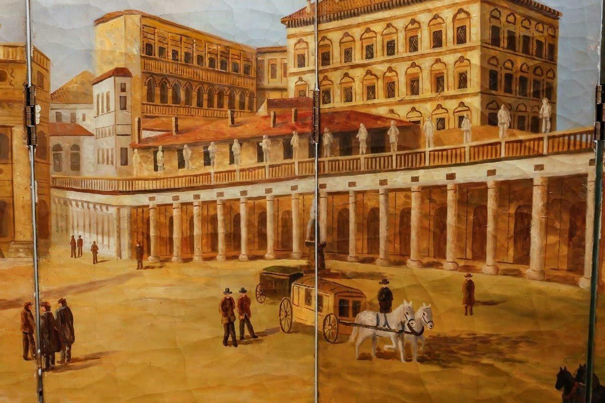 Screen Of Paintings Of Saint Peter's Square In Rome, 20th Century. photo for sale